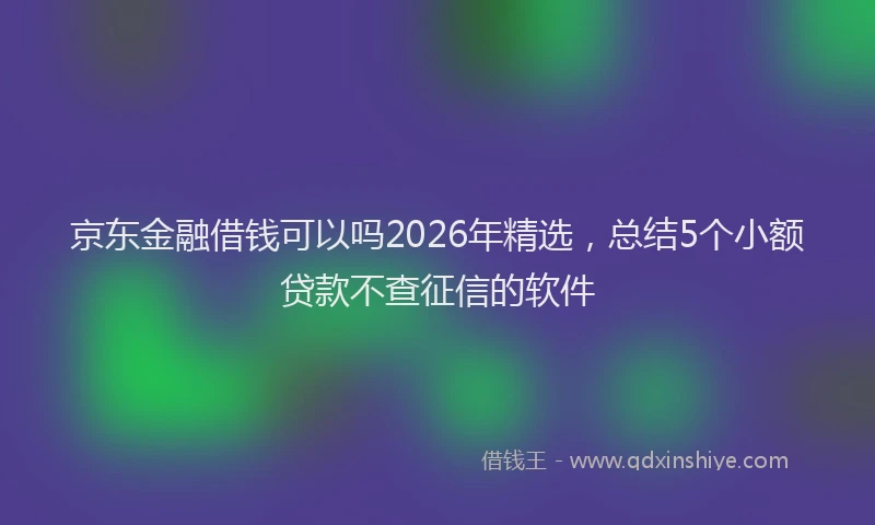 京东金融借钱可以吗2026年精选,总结5个小额贷款不查征信的软件
