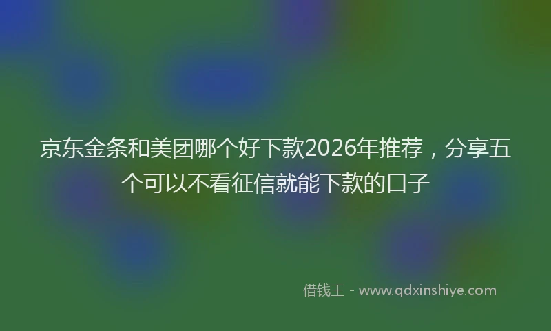 京东金条和美团哪个好下款2026年推荐，分享五个可以不看征信就能下款的口子