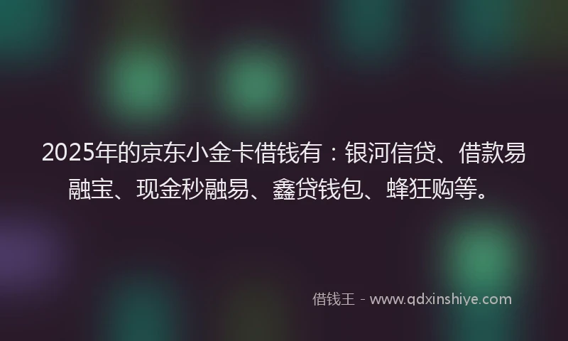 2025年的京东小金卡借钱有:银河信贷、借款易融宝、现金秒融易、鑫贷钱包、蜂狂购等。