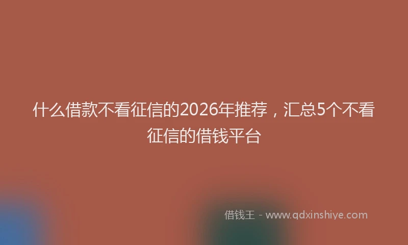 什么借款不看征信的2026年推荐，汇总5个不看征信的借钱平台