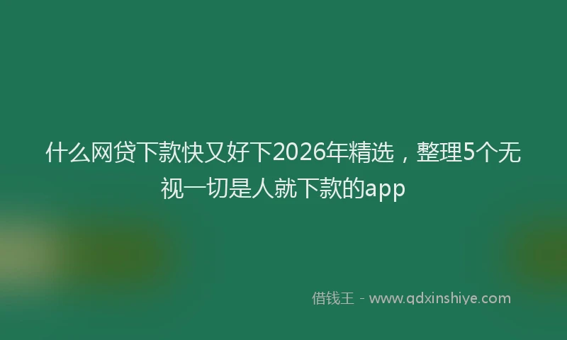 什么网贷下款快又好下2026年精选，整理5个无视一切是人就下款的app