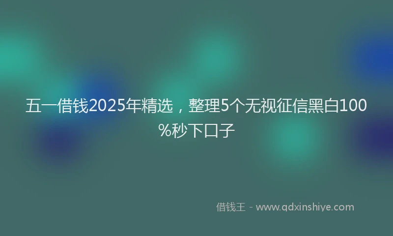五一借钱2025年精选，整理5个无视征信黑白100%秒下口子