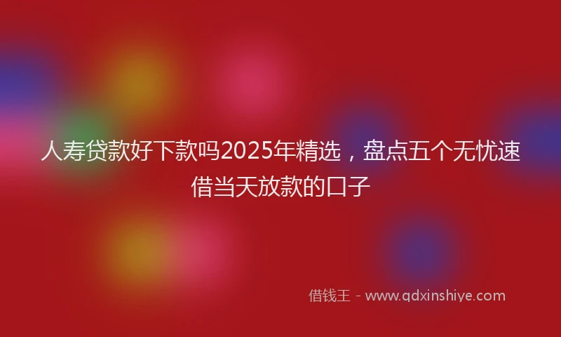 人寿贷款好下款吗2025年精选，盘点五个无忧速借当天放款的口子