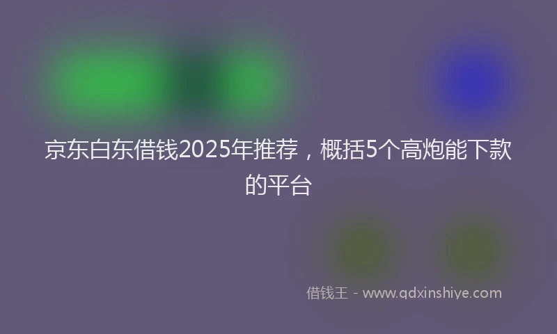 京东白东借钱2025年推荐，概括5个高炮能下款的平台