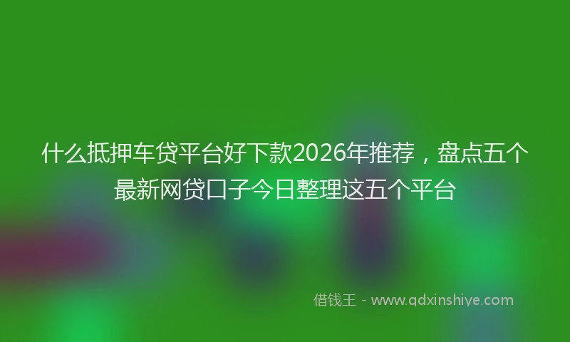 什么抵押车贷平台好下款2026年推荐，盘点五个最新网贷口子今日整理这五个平台