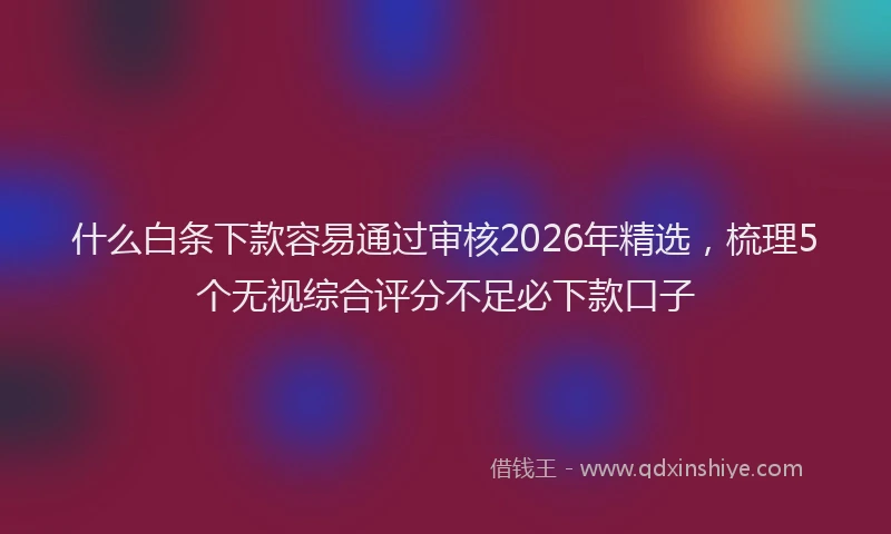 什么白条下款容易通过审核2026年精选，梳理5个无视综合评分不足必下款口子