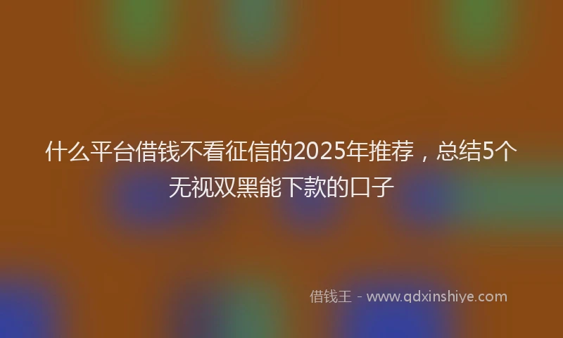 什么平台借钱不看征信的2025年推荐，总结5个无视双黑能下款的口子