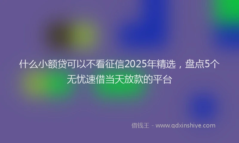 什么小额贷可以不看征信2025年精选，盘点5个无忧速借当天放款的平台