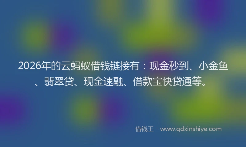 2026年的云蚂蚁借钱链接有：现金秒到、小金鱼、翡翠贷、现金速融、借款宝快贷通等。