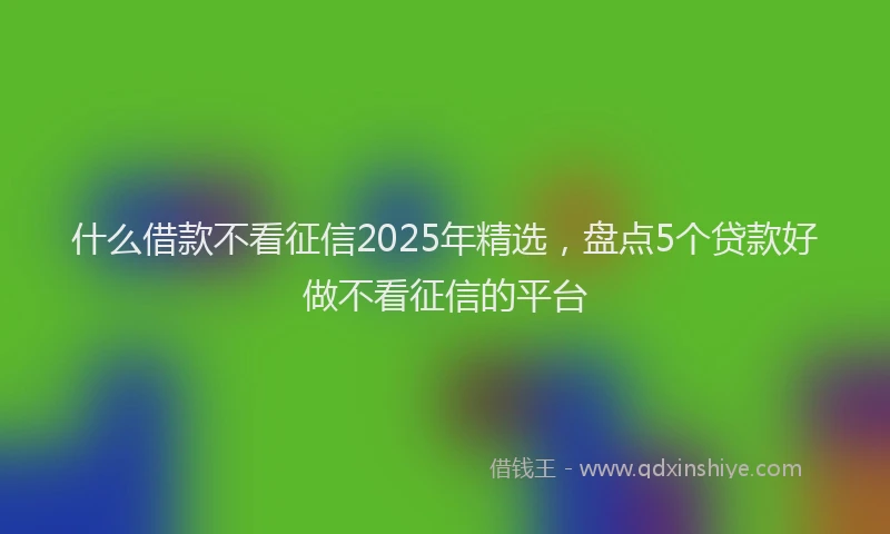 什么借款不看征信2025年精选，盘点5个贷款好做不看征信的平台