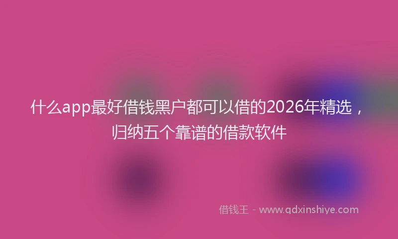 什么app最好借钱黑户都可以借的2026年精选，归纳五个靠谱的借款软件