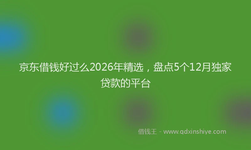 京东借钱好过么2026年精选，盘点5个12月独家贷款的平台