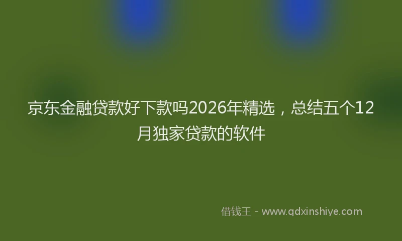 京东金融贷款好下款吗2026年精选，总结五个12月独家贷款的软件