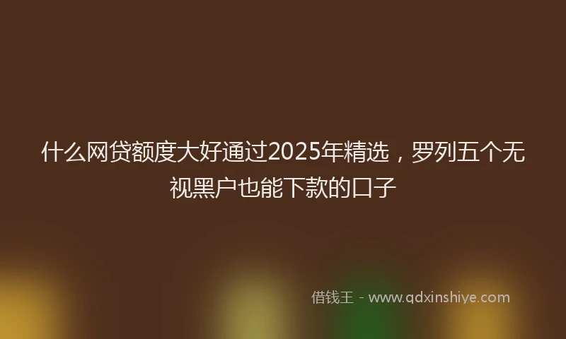 什么网贷额度大好通过2025年精选，罗列五个无视黑户也能下款的口子