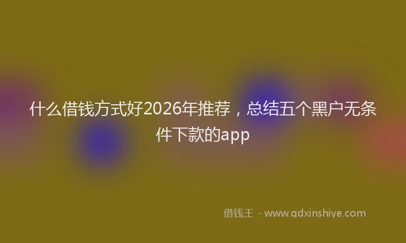 什么借钱方式好2026年推荐,总结五个黑户无条件下款的app
