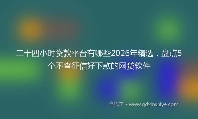 二十四小时贷款平台有哪些2026年精选，盘点5个不查征信好下款的网贷软件