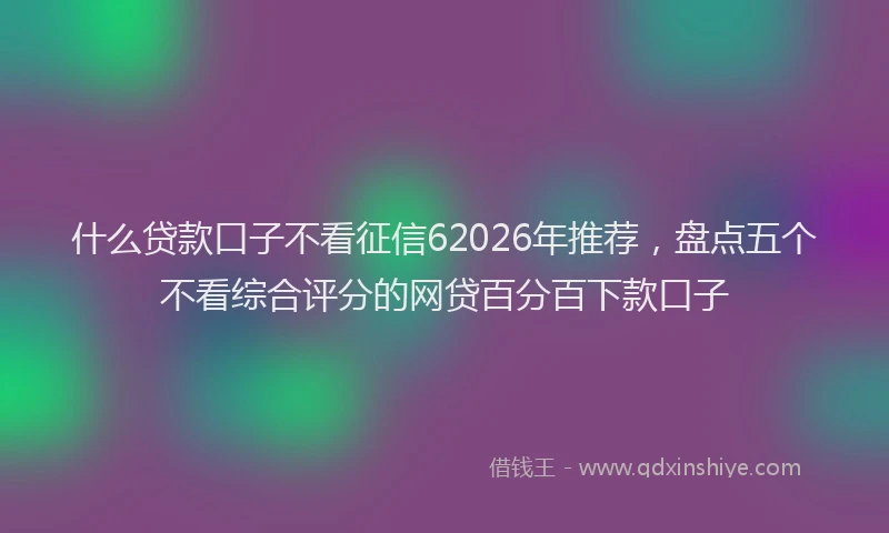 什么贷款口子不看征信62026年推荐，盘点五个不看综合评分的网贷百分百下款口子