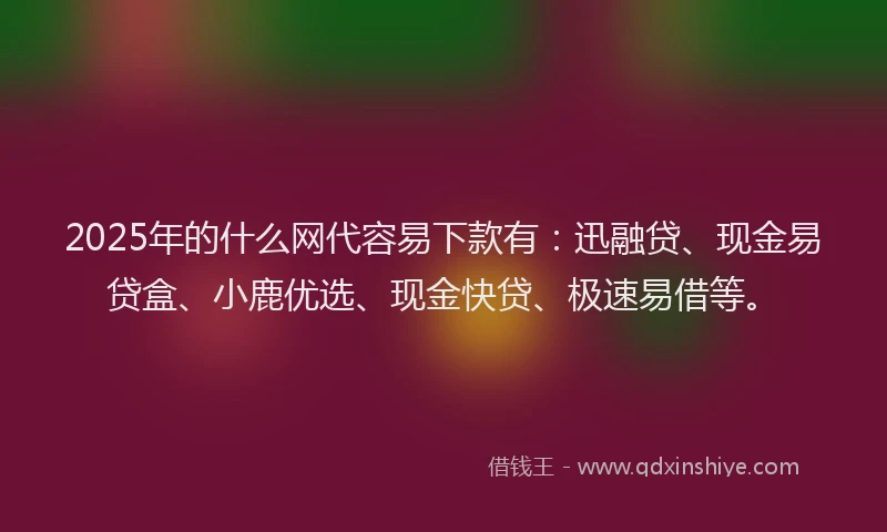 2025年的什么网代容易下款有：迅融贷、现金易贷盒、小鹿优选、现金快贷、极速易借等。