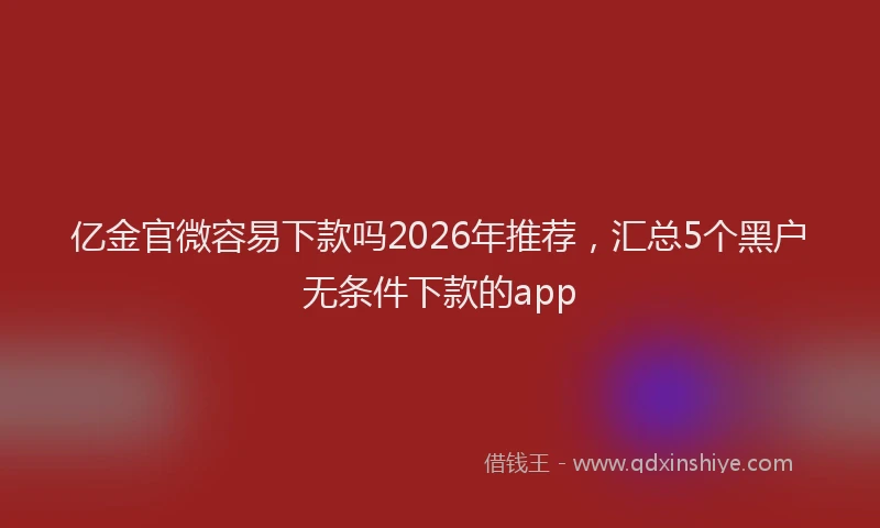 亿金官微容易下款吗2026年推荐，汇总5个黑户无条件下款的app