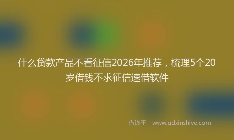 什么贷款产品不看征信2026年推荐，梳理5个20岁借钱不求征信速借软件