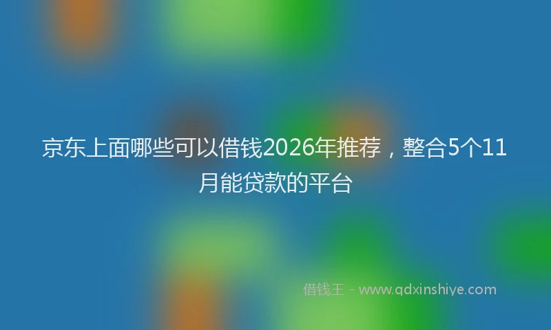 京东上面哪些可以借钱2026年推荐，整合5个11月能贷款的平台