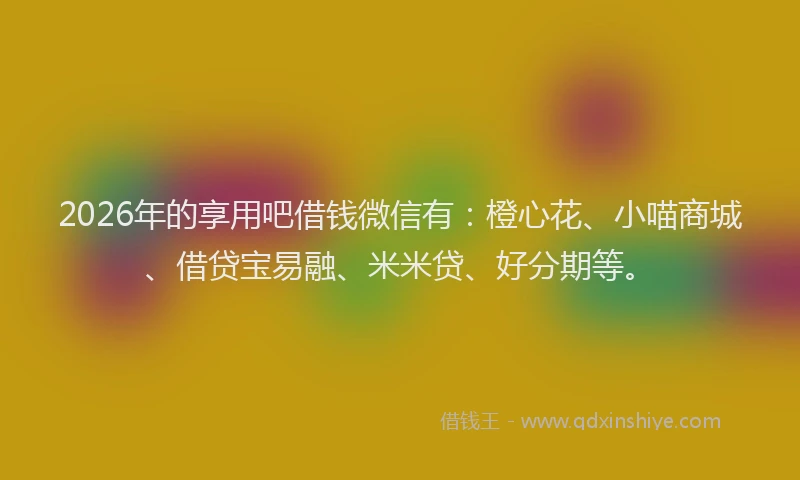 2026年的享用吧借钱微信有：橙心花、小喵商城、借贷宝易融、米米贷、好分期等。