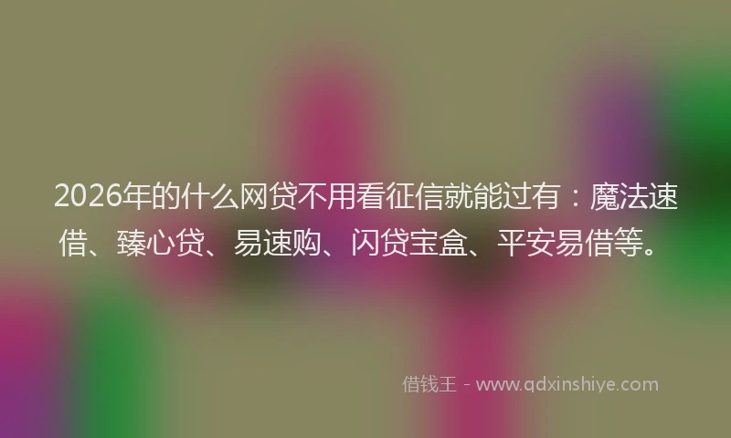 2026年的什么网贷不用看征信就能过有：魔法速借、臻心贷、易速购、闪贷宝盒、平安易借等。