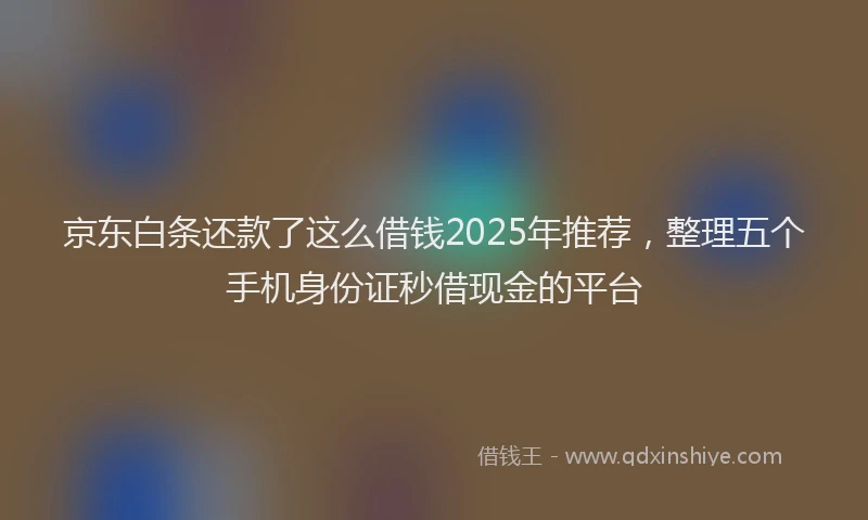 京东白条还款了这么借钱2025年推荐，整理五个手机身份证秒借现金的平台