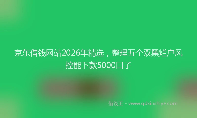 京东借钱网站2026年精选，整理五个双黑烂户风控能下款5000口子