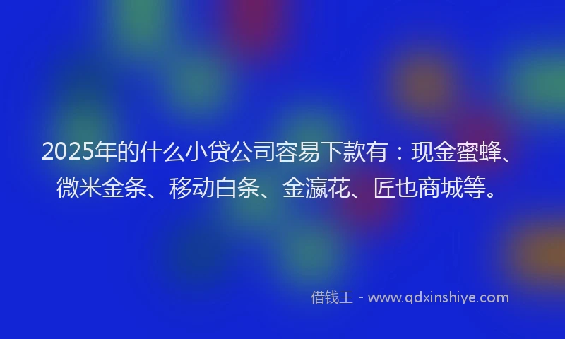 2025年的什么小贷公司容易下款有：现金蜜蜂、微米金条、移动白条、金瀛花、匠也商城等。