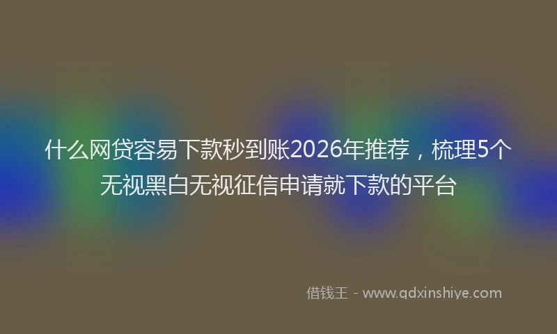 什么网贷容易下款秒到账2026年推荐,梳理5个无视黑白无视征信申请就下款的平台