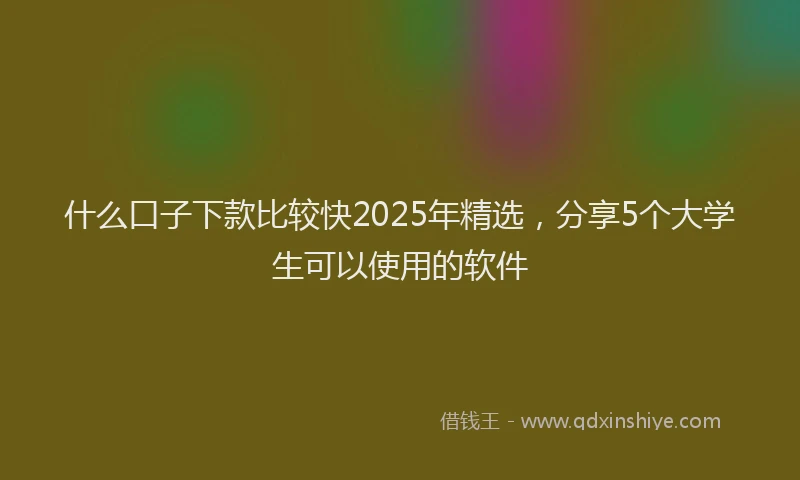 什么口子下款比较快2025年精选，分享5个大学生可以使用的软件
