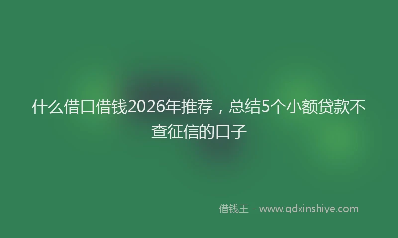 什么借口借钱2026年推荐，总结5个小额贷款不查征信的口子