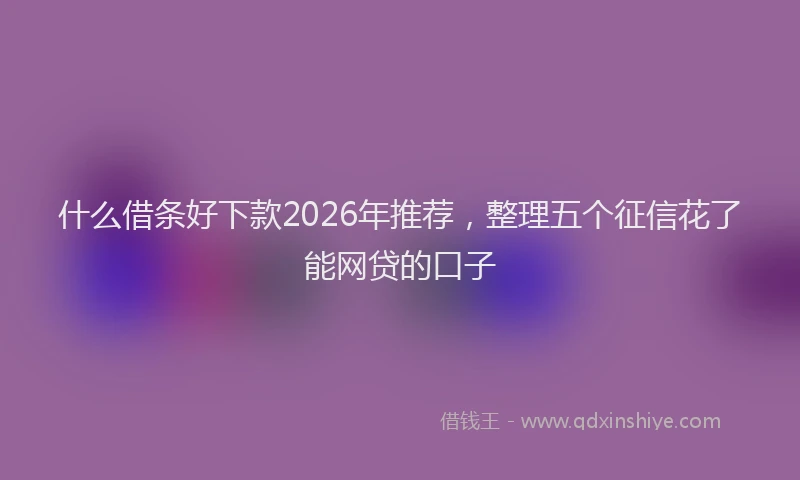 什么借条好下款2026年推荐，整理五个征信花了能网贷的口子