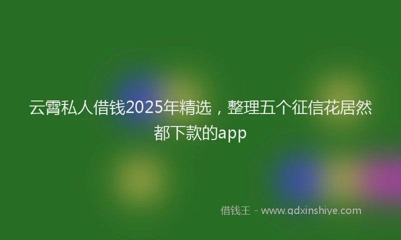 云霄私人借钱2025年精选，整理五个征信花居然都下款的app