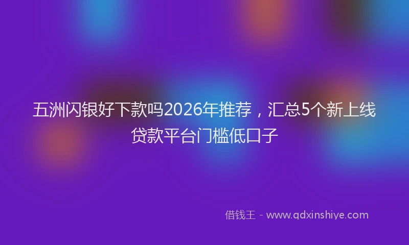 五洲闪银好下款吗2026年推荐，汇总5个新上线贷款平台门槛低口子