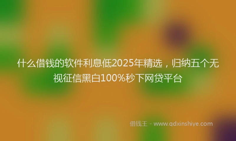 什么借钱的软件利息低2025年精选，归纳五个无视征信黑白100%秒下网贷平台