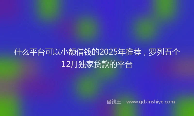 什么平台可以小额借钱的2025年推荐，罗列五个12月独家贷款的平台