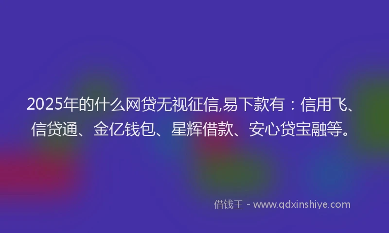 2025年的什么网贷无视征信,易下款有：信用飞、信贷通、金亿钱包、星辉借款、安心贷宝融等。