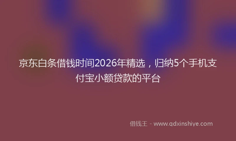 京东白条借钱时间2026年精选，归纳5个手机支付宝小额贷款的平台