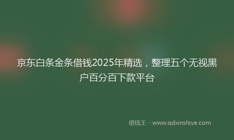 京东白条金条借钱2025年精选,整理五个无视黑户百分百下款平台