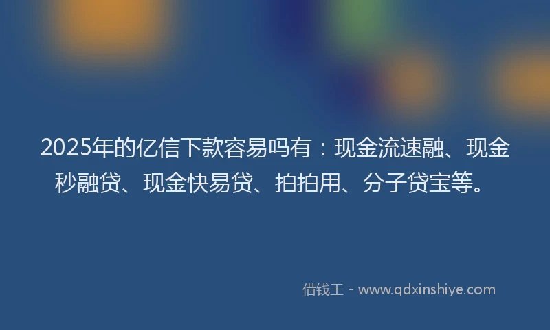 2025年的亿信下款容易吗有：现金流速融、现金秒融贷、现金快易贷、拍拍用、分子贷宝等。