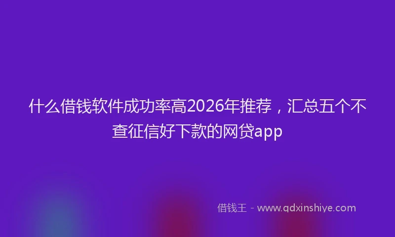 什么借钱软件成功率高2026年推荐,汇总五个不查征信好下款的网贷app