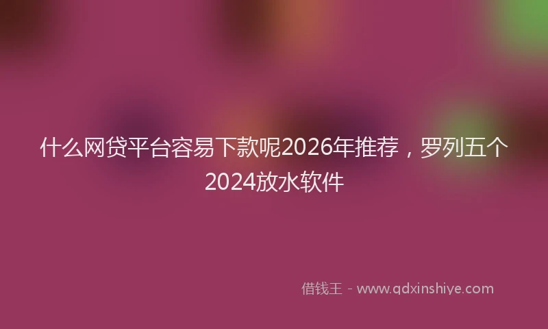 什么网贷平台容易下款呢2026年推荐，罗列五个2024放水软件