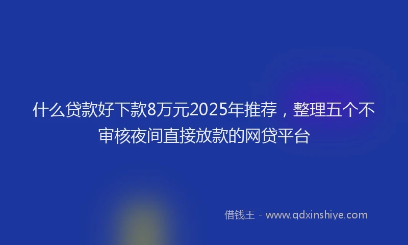 什么贷款好下款8万元2025年推荐，整理五个不审核夜间直接放款的网贷平台