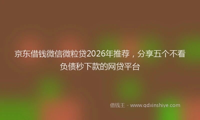 京东借钱微信微粒贷2026年推荐，分享五个不看负债秒下款的网贷平台