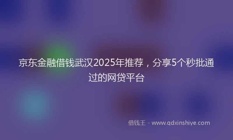 京东金融借钱武汉2025年推荐，分享5个秒批通过的网贷平台