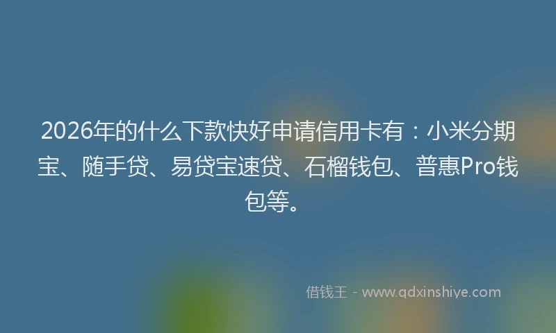 2026年的什么下款快好申请信用卡有:小米分期宝、随手贷、易贷宝速贷、石榴钱包、普惠Pro钱包等。