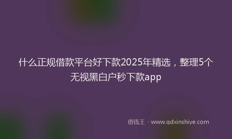 什么正规借款平台好下款2025年精选，整理5个无视黑白户秒下款app