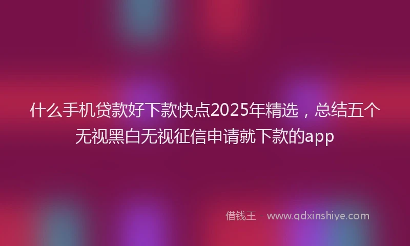 什么手机贷款好下款快点2025年精选，总结五个无视黑白无视征信申请就下款的app